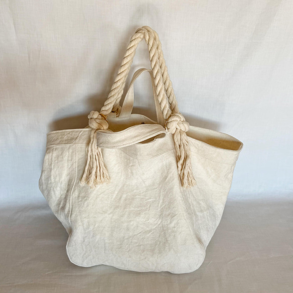 canvas linen 2way big tote bag (off white) 16枚目の画像