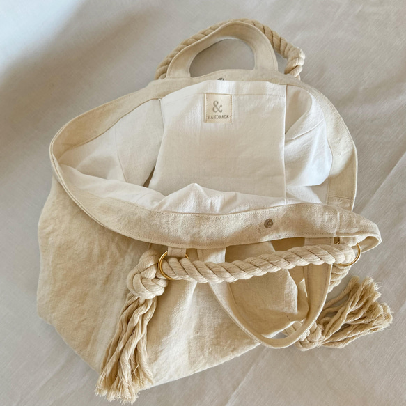 canvas linen 2way big tote bag (off white) 14枚目の画像