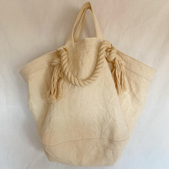 canvas linen 2way big tote bag (off white) 20枚目の画像