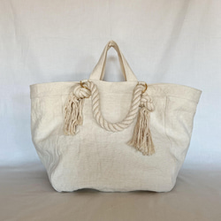 canvas linen 2way big tote bag (off white) 2枚目の画像