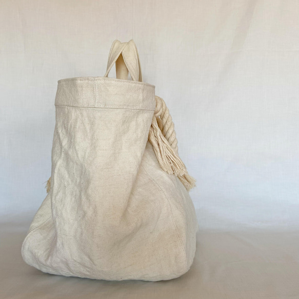 canvas linen 2way big tote bag (off white) 8枚目の画像