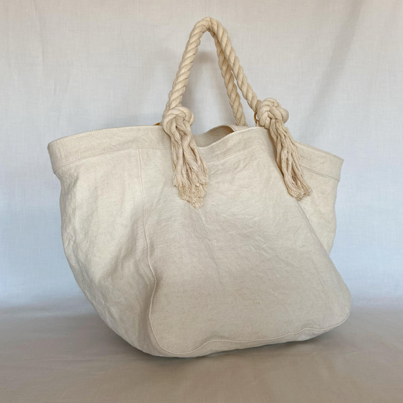 canvas linen 2way big tote bag (off white) 10枚目の画像