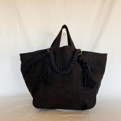 canvas linen 2way big tote bag (black) 17枚目の画像