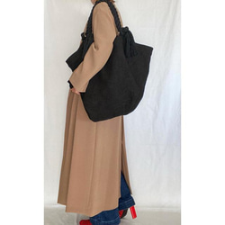 canvas linen 2way big tote bag (black) 4枚目の画像