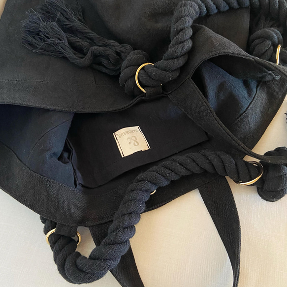 canvas linen 2way big tote bag (black) 10枚目の画像