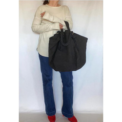 canvas linen 2way big tote bag (black) 12枚目の画像