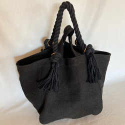 canvas linen 2way big tote bag (black) 7枚目の画像