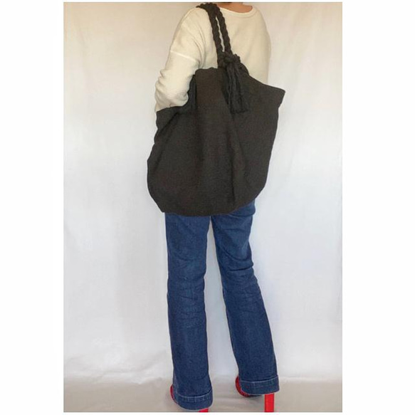 canvas linen 2way big tote bag (black) 16枚目の画像