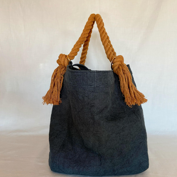 canvas linen 2way big tote bag (moss green) 13枚目の画像