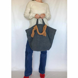 canvas linen 2way big tote bag (moss green) 18枚目の画像