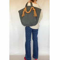 canvas linen 2way big tote bag (moss green) 17枚目の画像