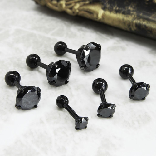ハンドメイド✨アレルギーフリーピアス✨マッドブラック サージカルステンレス アレルギー対応 ピアス ボディピアス ブラック
