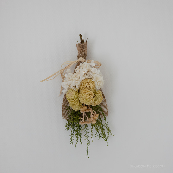 世界にひとつ＊ドライフラワーのドアスワッグ ナチュラル ドアリース