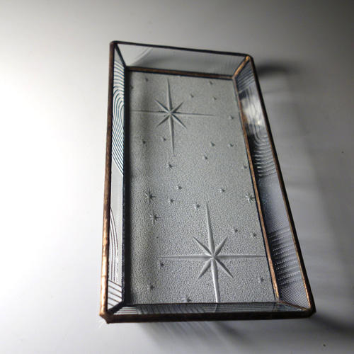 昭和型板ガラス「銀河」＆「サーキット」✴︎ ステンドグラス トレー