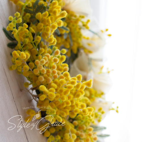 ミモザ 100% リース リース Style of Grace 通販 13241448｜Creema