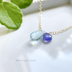 14kgf skybluetopaz × tanzanite necklace 1枚目の画像