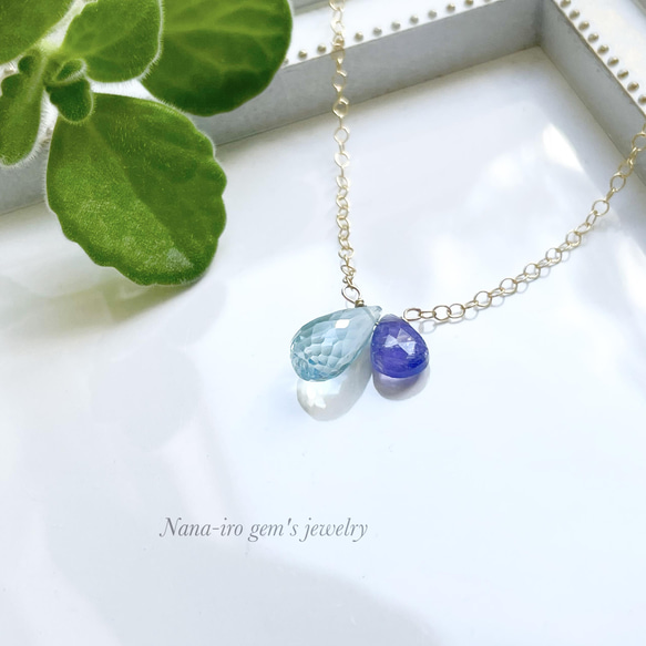 14kgf skybluetopaz × tanzanite necklace 2枚目の画像