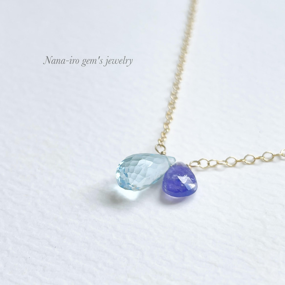 14kgf skybluetopaz × tanzanite necklace 8枚目の画像