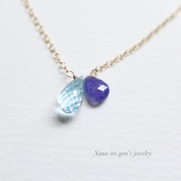 14kgf skybluetopaz × tanzanite necklace 10枚目の画像