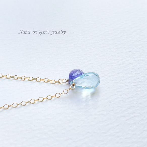 14kgf skybluetopaz × tanzanite necklace 3枚目の画像