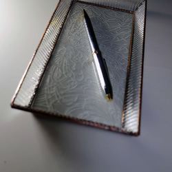 昭和型板ガラス「菊」＆「ドット」✴︎ ステンドグラス　トレー（特大）キャッシュトレイ   カルトン　レジトレイ 6枚目の画像