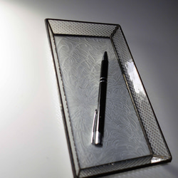 昭和型板ガラス「菊」＆「ドット」✴︎ ステンドグラス　トレー（特大）キャッシュトレイ   カルトン　レジトレイ 5枚目の画像