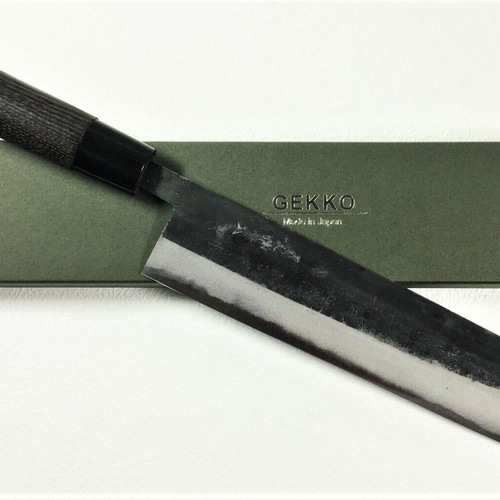 月光作 青紙2号 黒打 切付包丁 240㎜ #1430 焼栗柄 包丁