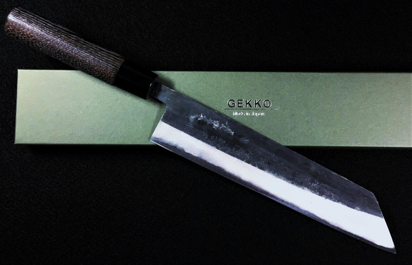 月光作 青紙2号 黒打 切付包丁 240㎜ #1430 焼栗柄 包丁