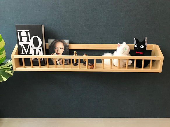 送料無料】 ウォールシェルフ マガジンラック 縦格子 90cm ナチュラル