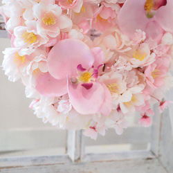 季節のリース　桜と胡蝶蘭のリース　さくら　玄関　ウェルカムスペース　ギフト 2枚目の画像