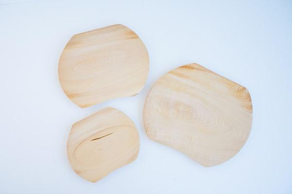 受注生産　会津の天然木「お皿プレート　中」トチの木 8枚目の画像