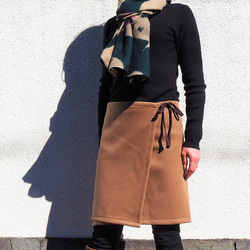 暖か便利グッズ　　ラムウールキャメルフリーサイズ　巻きスカート 15枚目の画像