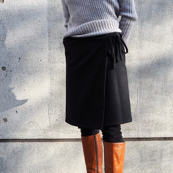 暖か便利グッズ　　ラムウールキャメルフリーサイズ　巻きスカート 8枚目の画像