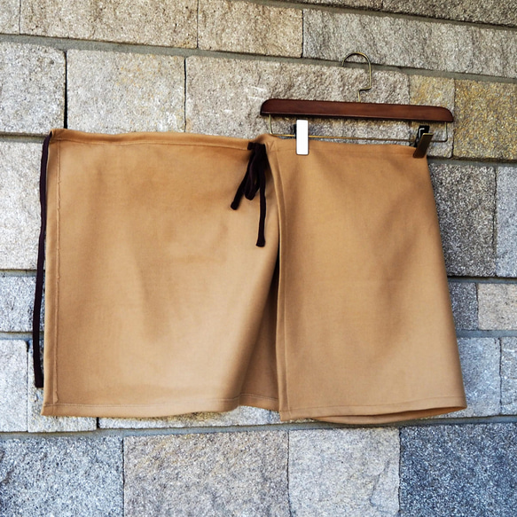 暖か便利グッズ　　ラムウールキャメルフリーサイズ　巻きスカート 9枚目の画像