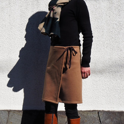 暖か便利グッズ　　ラムウールキャメルフリーサイズ　巻きスカート 16枚目の画像
