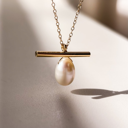 選べる素材】モダンパールネックレス｜淡水パール or 樹脂パール