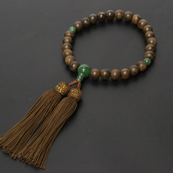 数珠と数珠袋のセット　シャム柿(翡翠入り)×蜀甲 2枚目の画像