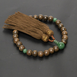 数珠と数珠袋のセット　シャム柿(翡翠入り)×蜀甲 3枚目の画像