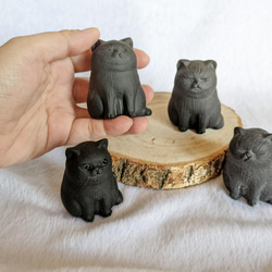 祝福されたぽっちゃり、超かわいい平らな顔の猫、天然の火山岩の彫刻の装飾品✺アップルNo.8デコレーションスタジオ 4枚目の画像