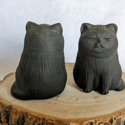 祝福されたぽっちゃり、超かわいい平らな顔の猫、天然の火山岩の彫刻の装飾品✺アップルNo.8デコレーションスタジオ 2枚目の画像