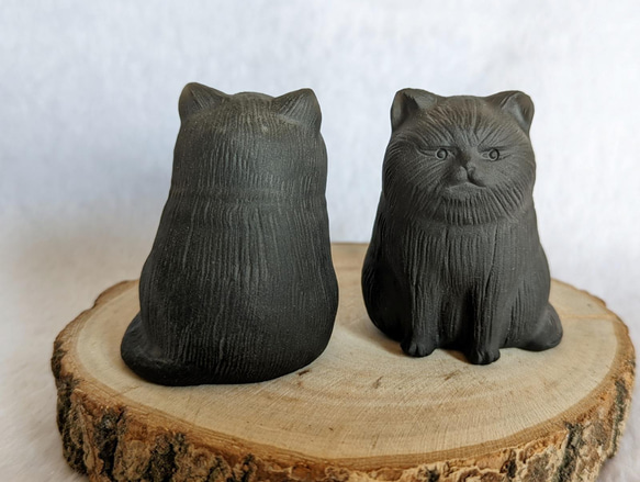 祝福されたぽっちゃり、超かわいい平らな顔の猫、天然の火山岩の彫刻の装飾品✺アップルNo.8デコレーションスタジオ 2枚目の画像