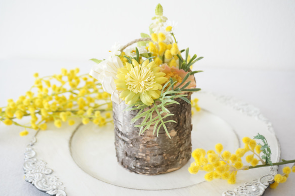 ハンドメイド❣️菜の花畑、春のフラワーアレンジ❁⃘*.゜