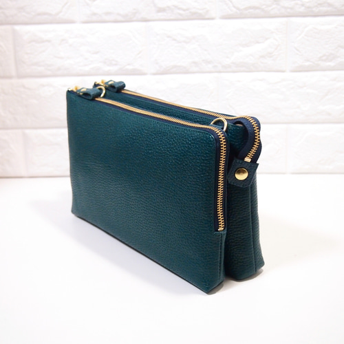 ☆ハンドメイド☆日本製☆本革☆お財布ポシェット☆L字ファスナー