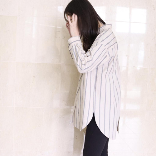 marimekko ストライプ ロングシャツ ベージュ marimekko ストライプ ロングシャツ ベージュ Marimekko/shirt