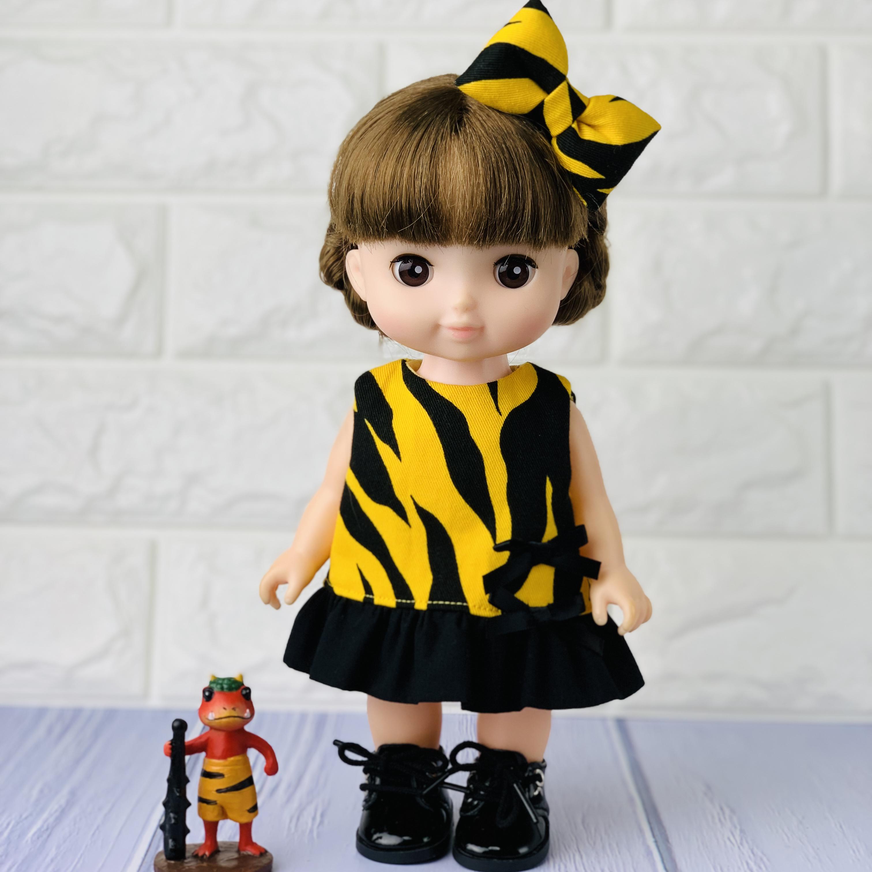 専用　ハンドメイド　ドールワンピース　ワンピース　95cm-105cm  5T 22cmドール リカちゃんサイズ アシンメトリーワンピース（青