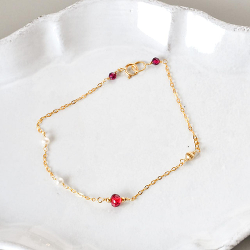 14kgf/1月バースストーンロードライトガーネットブレスレット