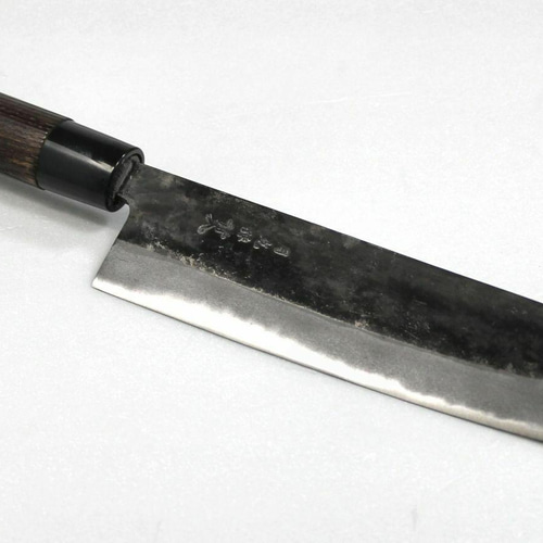 青紙２号 黒打 菜切包丁 210㎜ #1447 焼栗柄 手作り 鍛造 月光作 月光作 青紙2号 黒打 切付包丁 210㎜ #1429 焼栗柄 包丁