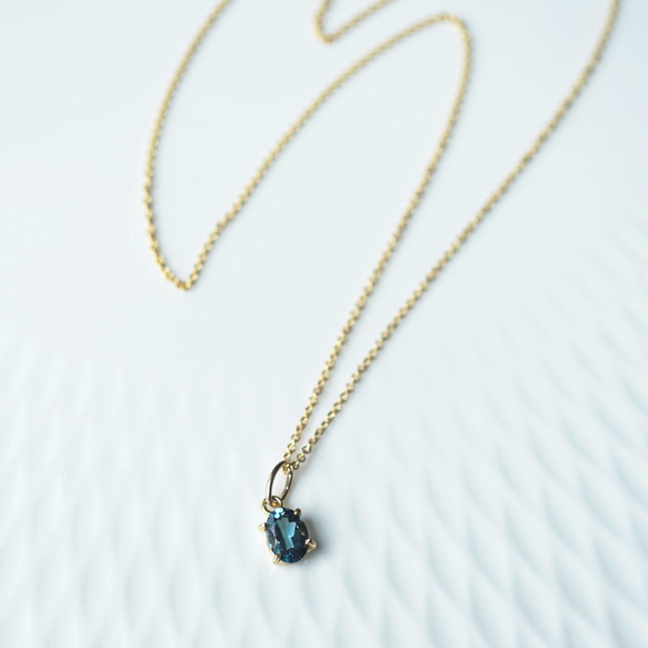 14KGF 40cm Necklace with London Blue topaz 第8張的照片