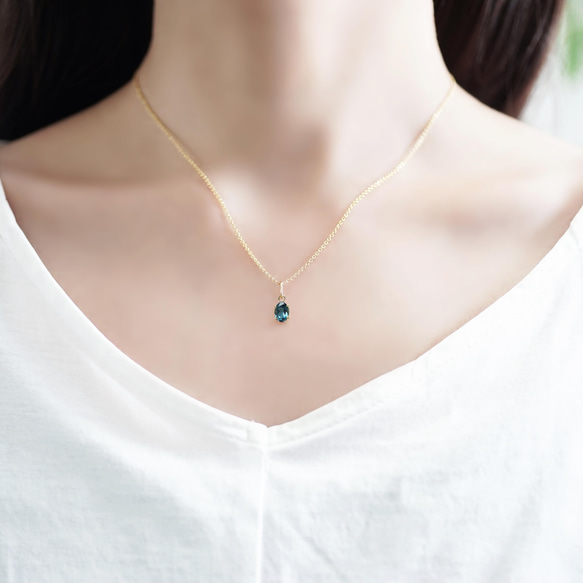 14KGF 40cm Necklace with London Blue topaz 第3張的照片