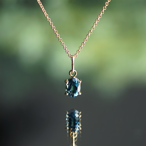 14KGF 40cm Necklace with London Blue topaz 第2張的照片